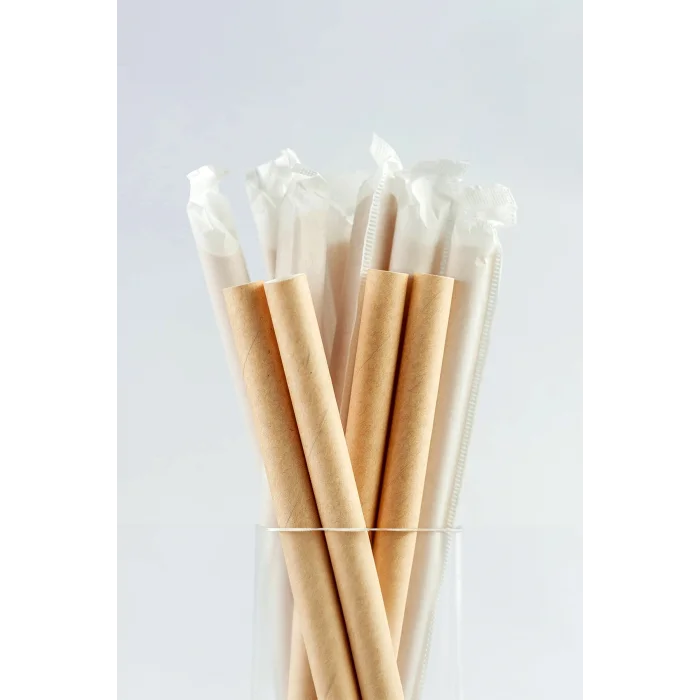 Roll-Up Frozen Kraft Kağıt Pipet Kağıt Sargılı 8mm x 24cm - 100 Adet