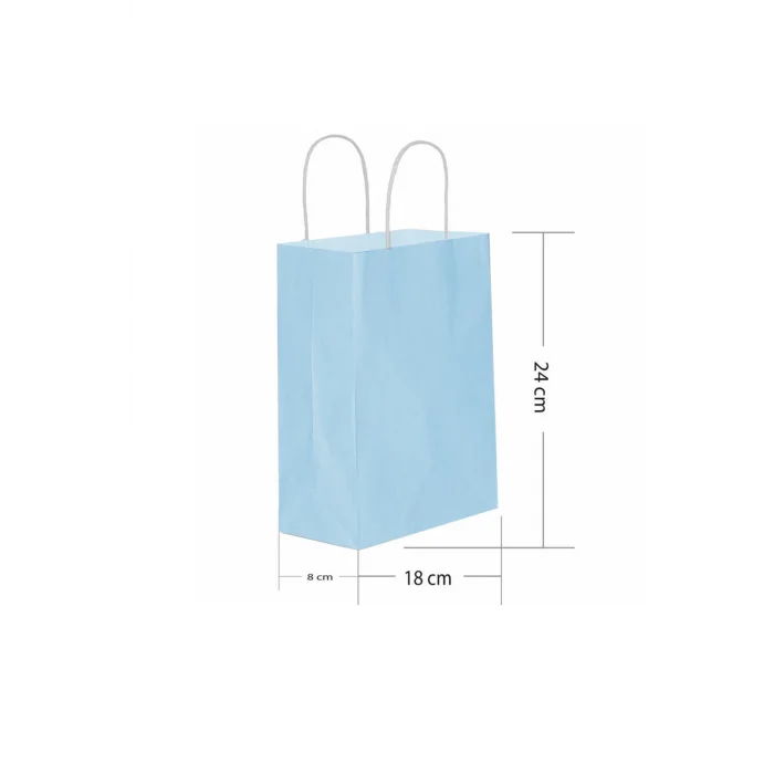 Roll-Up Kraft Çanta Açık Mavi Küçük Boy 18 * 24 cm 25 Adet