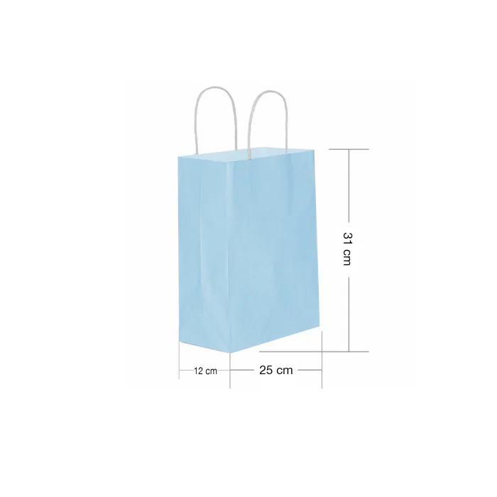 Roll-Up Kraft Çanta Açık Mavi Orta Boy 25 * 31 cm 25 Adet