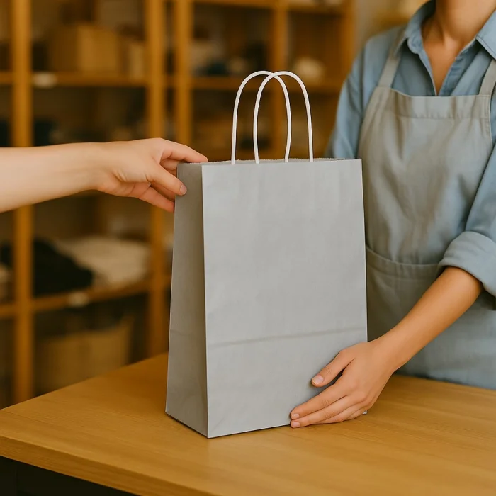 Roll-Up Kraft Çanta Gümüş Büyük Boy 31 * 41 cm 25 Adet