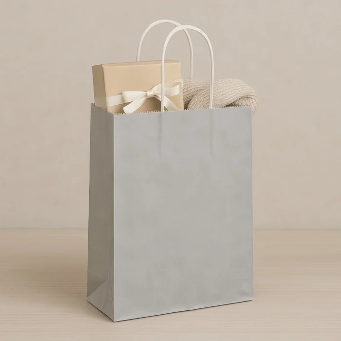 Roll-Up Kraft Çanta Gümüş Büyük Boy 31 * 41 cm 25 Adet