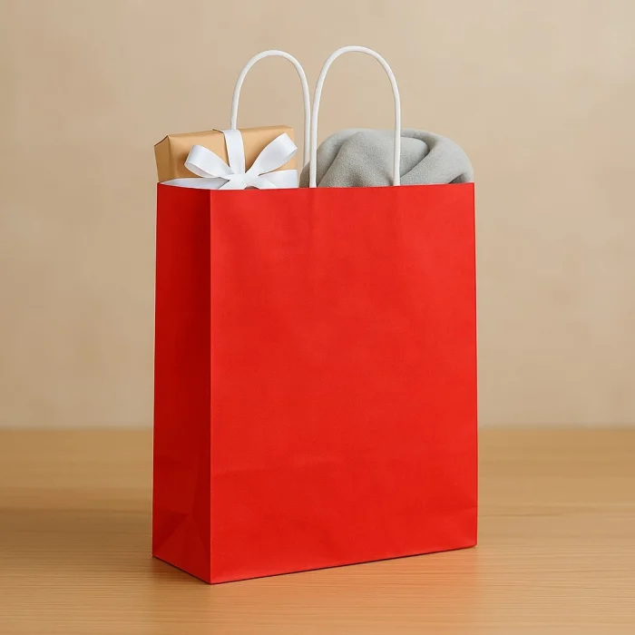 Roll-Up Kraft Çanta Kırmızı Küçük Boy 18x24cm 25 Adet x 16 Paket Koli