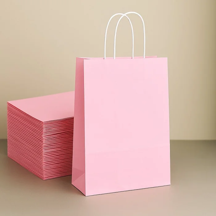 Roll-Up Kraft Çanta Pembe Orta Boy 25 * 31 cm 25 Adet