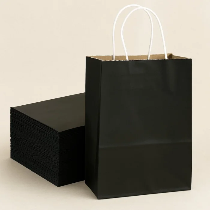 Roll-Up Kraft Çanta Siyah Küçük Boy 18 * 24 cm 25 Adet