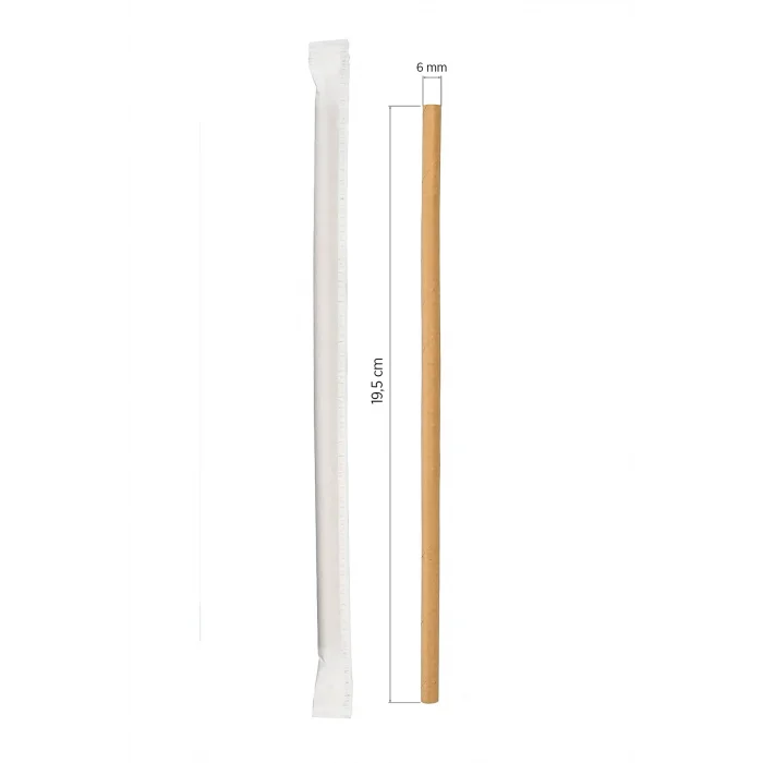 Roll-Up Kraft Kağıt Pipet Kağıt Sargılı 6mm x 19,5cm - 100 Adet