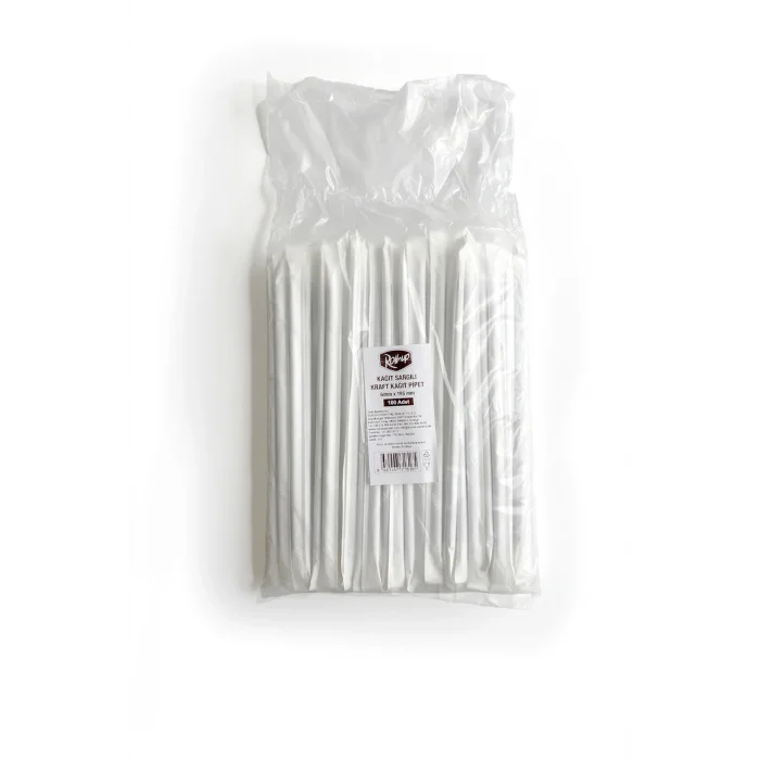 Roll-Up Kraft Kağıt Pipet Kağıt Sargılı 6mm x 19,5cm - 100 Adet