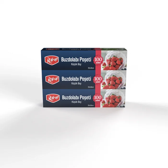 Roll-Up Küçük Boy Buzdolabı Poşeti 20x30cm 100lü x 3 Paket (300 Adet)