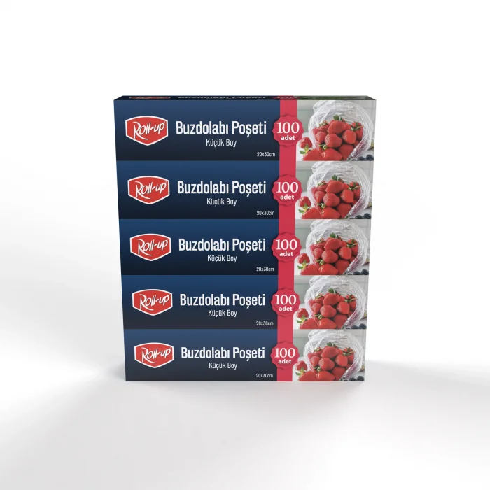Roll-Up Küçük Boy Buzdolabı Poşeti 20x30cm 100lü x 5 Paket (500 Adet)