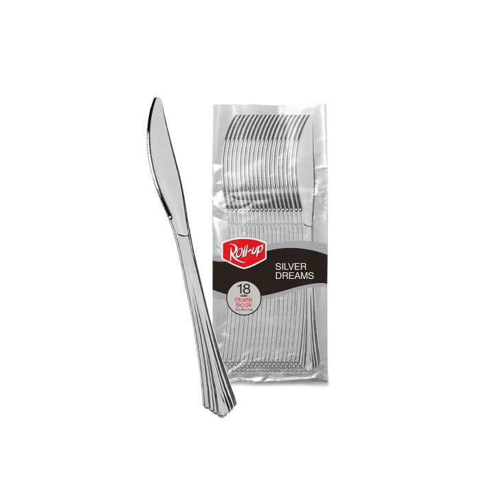 Roll-up Metal Görünümlü Plastik Bıçak 18 Adet