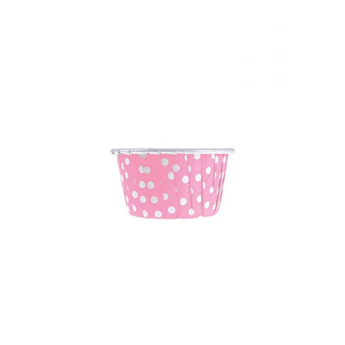 Roll-up Muffin Kek Kapsülü Açık Pembe Puantiyeli 50 Adet