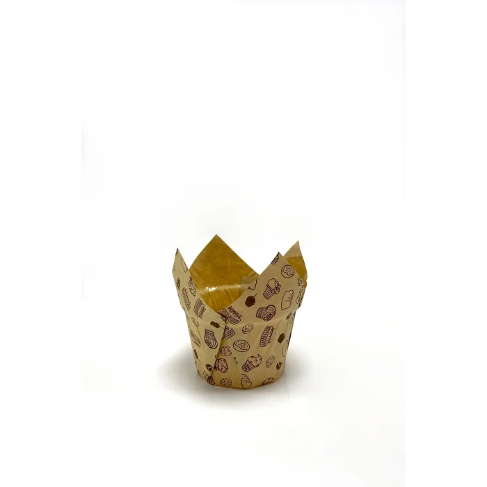 Roll-up Muffin Kek Kapsülü Kalın Tulip Desenli Kraft 50 Adet