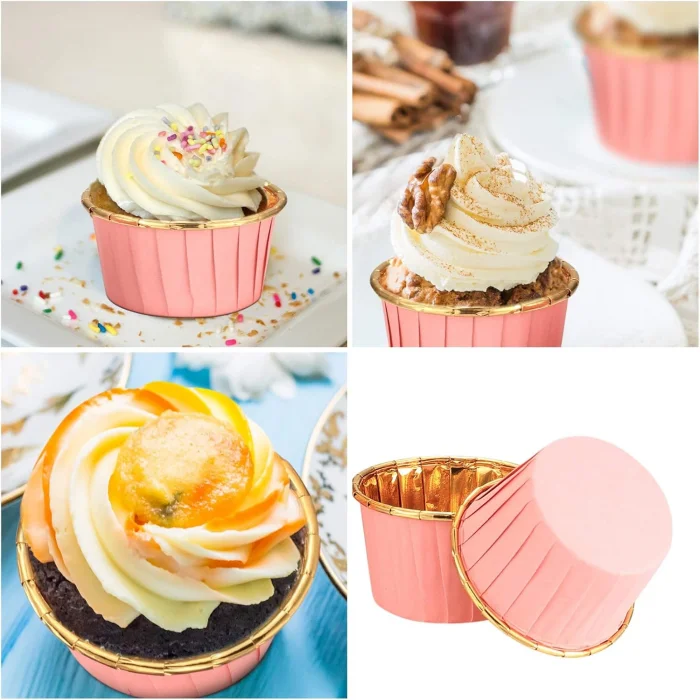 Roll-up Muffin Kek Kapsülü Pembe-Altın 25 Adet