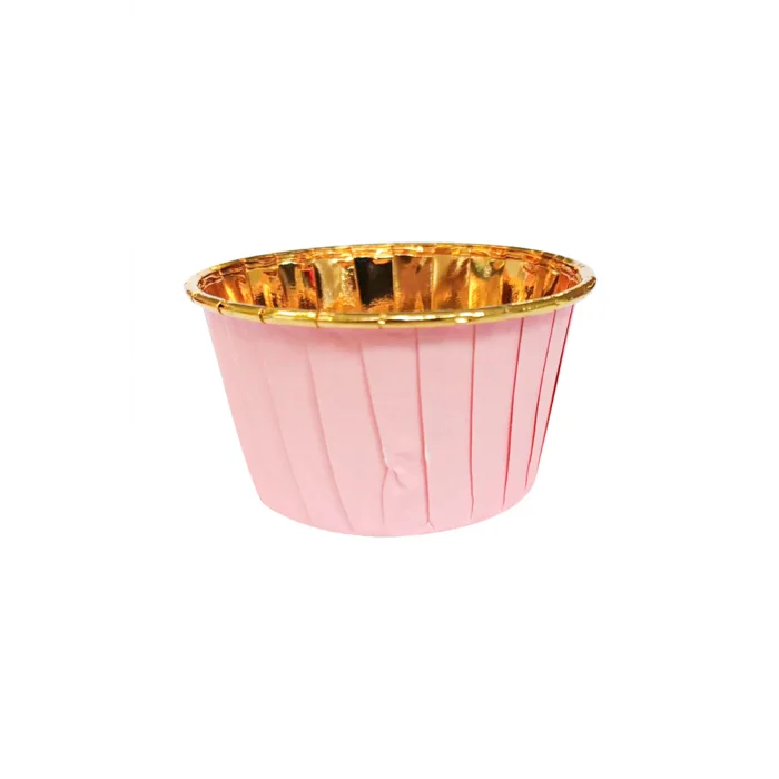Roll-up Muffin Kek Kapsülü Pembe-Altın 25 Adet