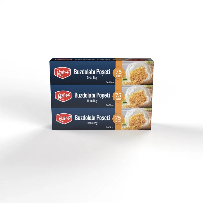 Roll-Up  Orta Boy Buzdolabı Poşeti 24x38cm 75li x 3 Paket (225 Adet)