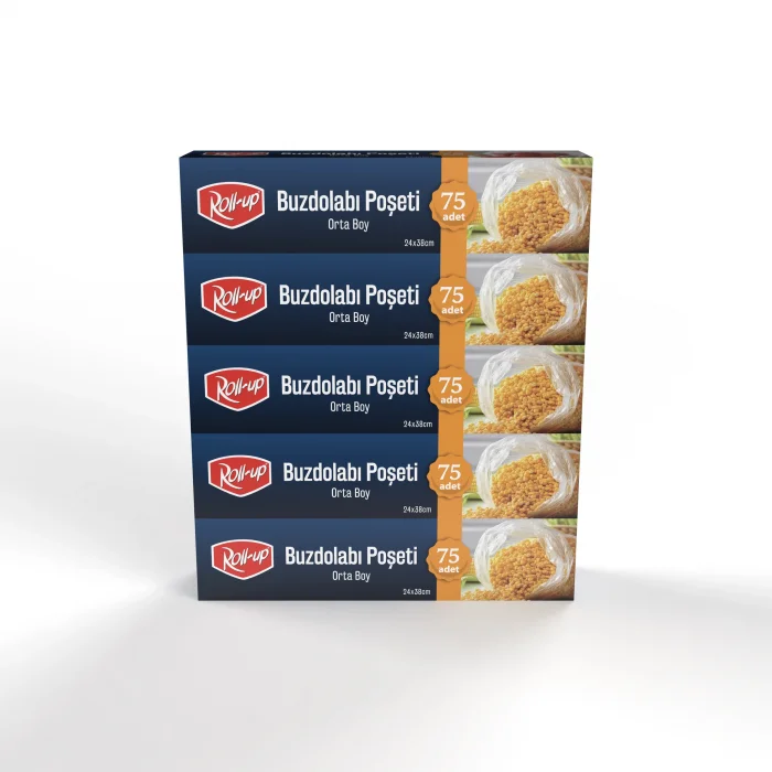 Roll-Up  Orta Boy Buzdolabı Poşeti 24x38cm 75li x 5 Paket (375 Adet)