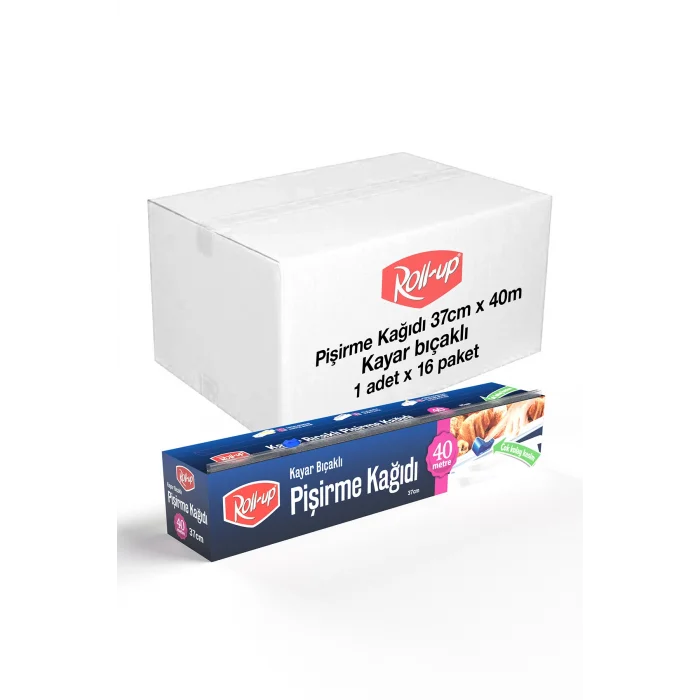 Roll-Up  Pişirme Kağıdı Kayar Bıçak Hediyeli 37cm x 40m x 16 Paket (Koli)