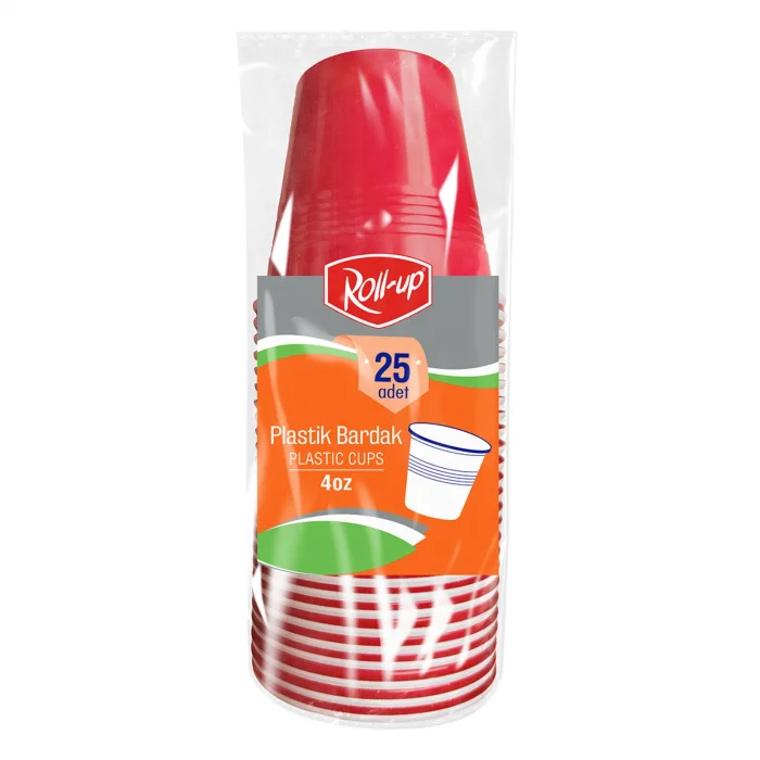Roll-up Plastik Espresso Bardağı Kırmızı 4 oz 25 Adet