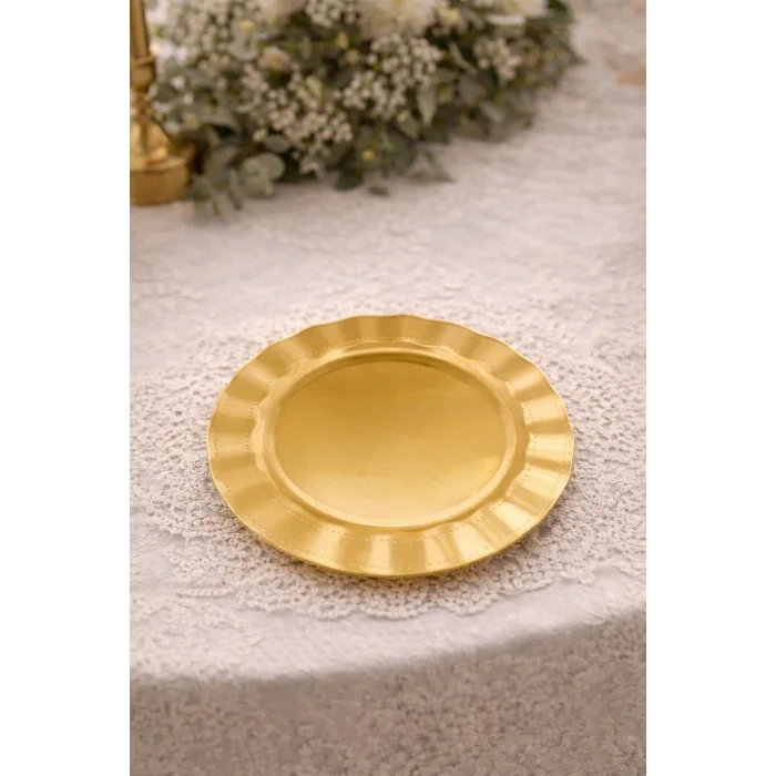 Roll-Up Plastik Kalın Tabak Büyük 26 cm Gold 6 Adet