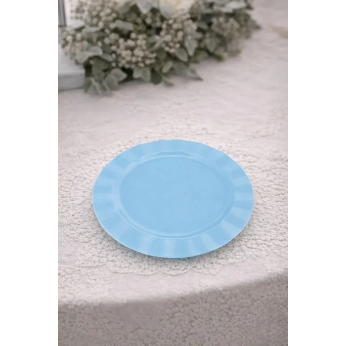 Roll-Up Plastik Kalın Tabak Büyük 26 cm Mavi 6 Adet