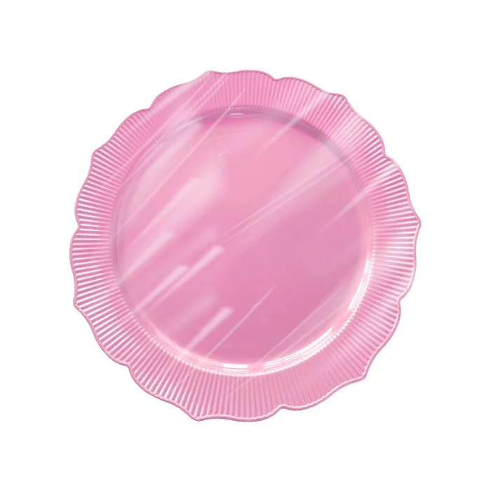 Roll-Up Plastik Kalın Tabak Büyük 26 cm Pembe 6 Adet
