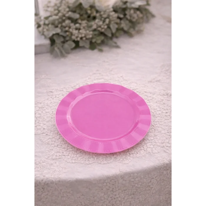 Roll-Up Plastik Kalın Tabak Büyük 26 cm Pembe 6 Adet
