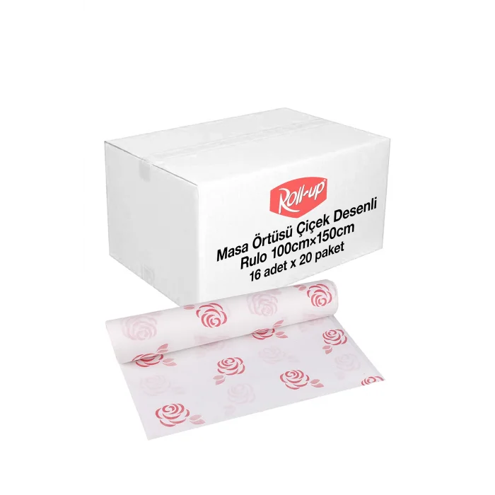 Roll-Up Rulo Kağıt Masa Örtüsü Çiçek Desenli 100 x 150cm 16 Yaprak x 20 Rulo (Koli)