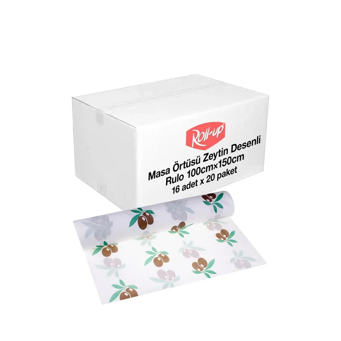 Roll-Up Rulo Kağıt Masa Örtüsü Zeytin Desenli 100 x 150cm 16 Yaprak x 20 Rulo (Koli)