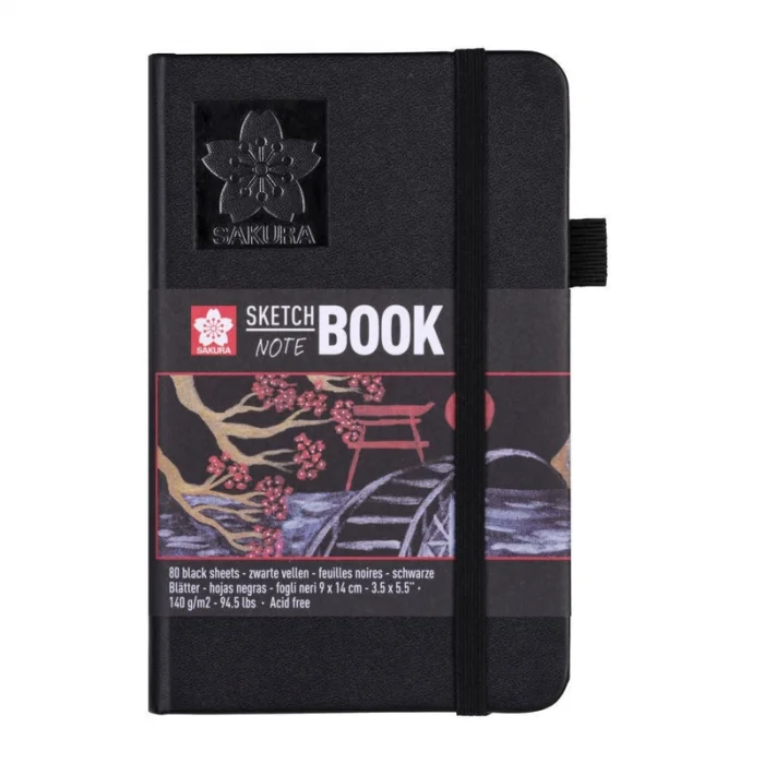 Sakura Sketchbook Sert Kapak Eskiz Çizim Defteri Siyah Kağıt 140 gr. 9x14 cm. 80 yaprak