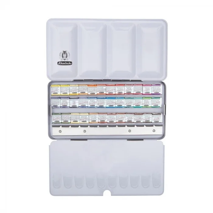 Schmincke Horadam Aquarell Taş Tablet Sulu Boya Seti Yarım Tablet 36 Renk Metal Kutu