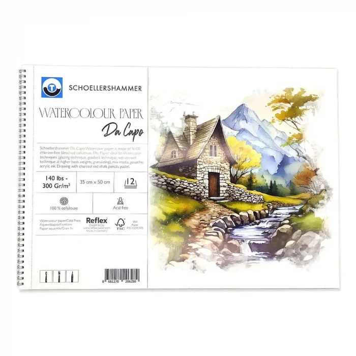 Schoellershammer Da Capo Cold Press Suluboya Defteri 300 gr. 35x50 cm. 12 yaprak