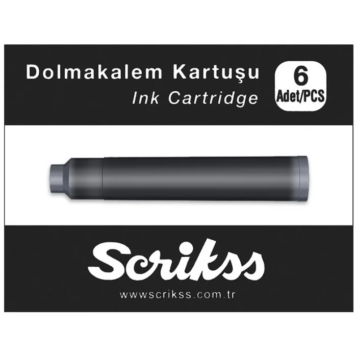 Scrikss Dolma Kalem Kartuşu 6lı Kutu SİYAH