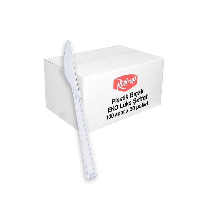 Şeffaf Lüks Plastik Bıçak 100lü x 36 Paket (Koli)
