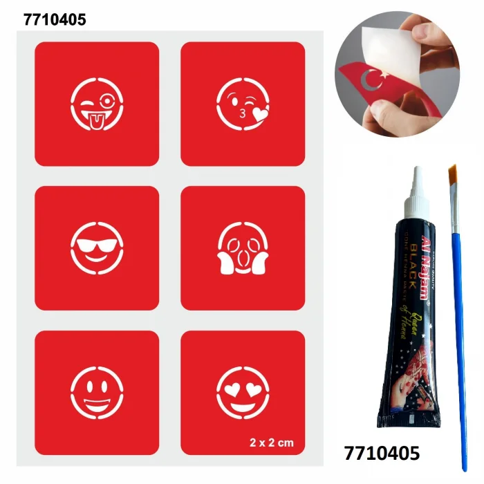 Sevimli Emojiler Hint Kınası ile Geçici Dövme Yapma Seti