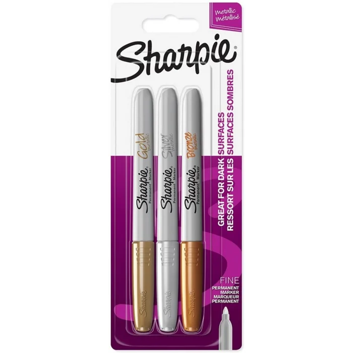 Sharpie Metallic Permanent Marker Kalem Seti Fine Uç 3 Renk METALİK RENKLER