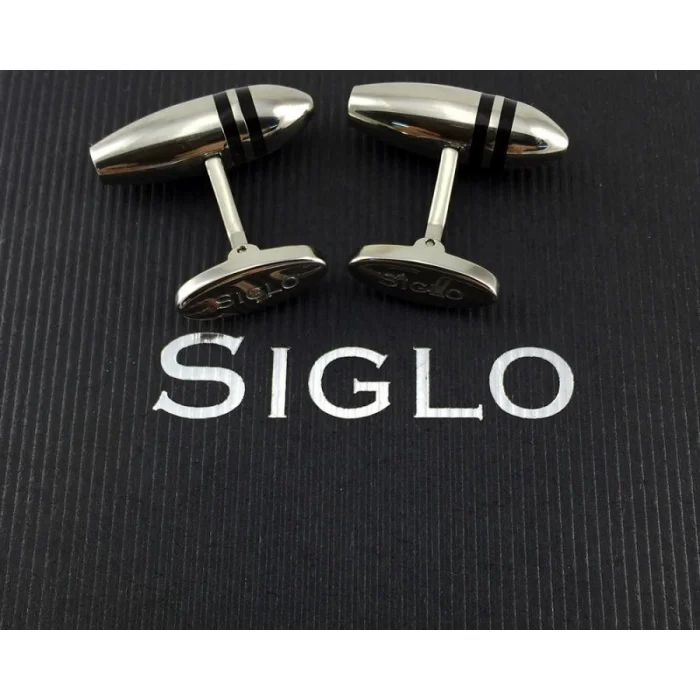 SİGLO Siyah Çizgili Model Kol Düğmesi