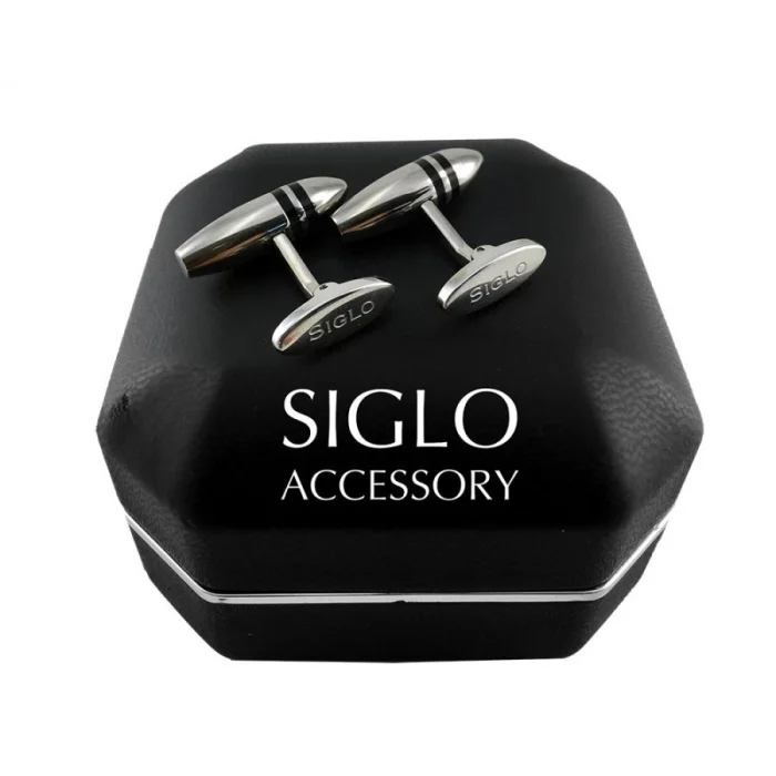 SİGLO Siyah Çizgili Model Kol Düğmesi