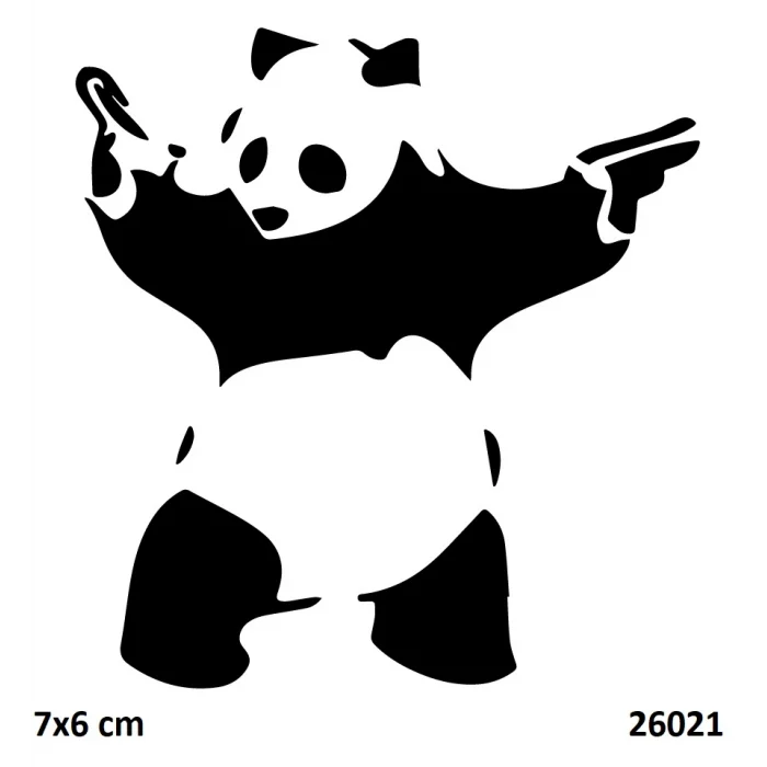 Silahşör Panda Geçici Dövme Şablonu