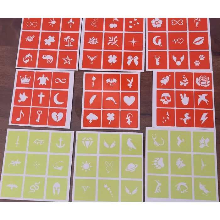 Simli Dövme Şablonu 81 adet Glitter Tattoo Stencil