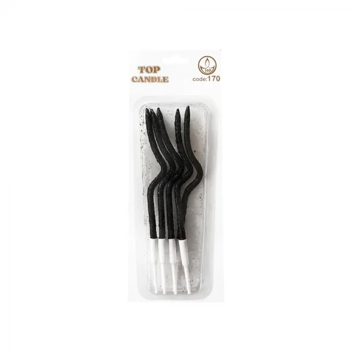 Siyah Simli Kıvrımlı Doğum Günü Pasta Mumu