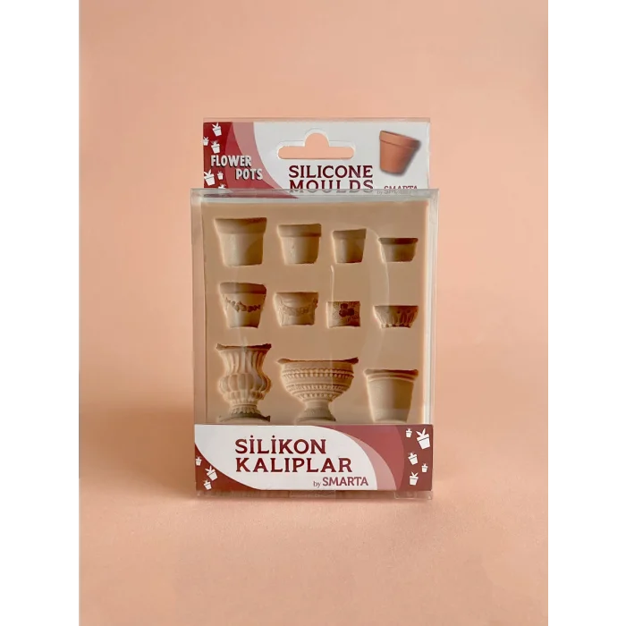 Smarta Silicone Moulds Silikon Epoksi ve Polimer Kil Kalıbı FLOWER POTS