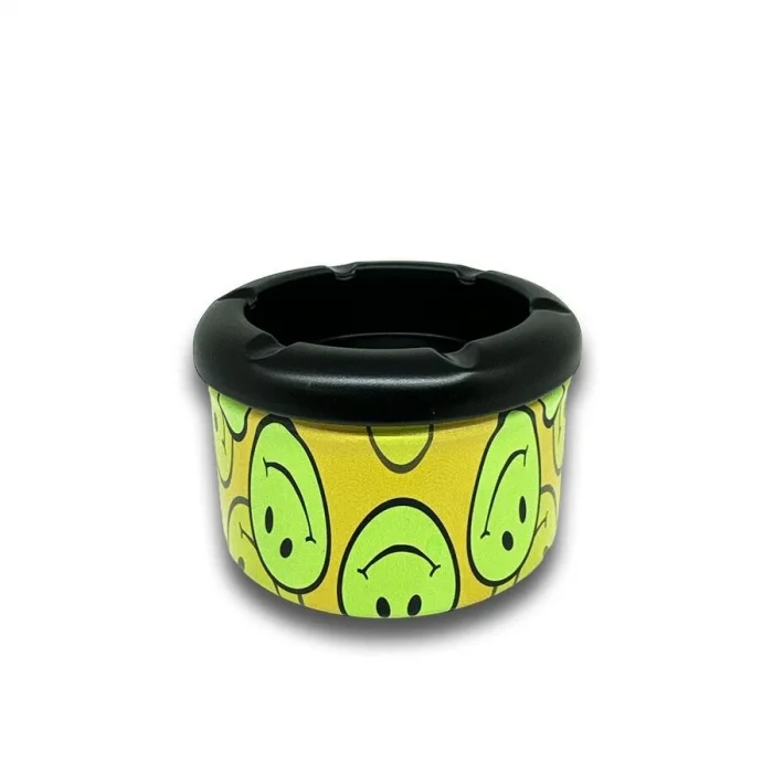 Smiley Desen Metal Mini Sigara Küllüğü Sarı 8cm