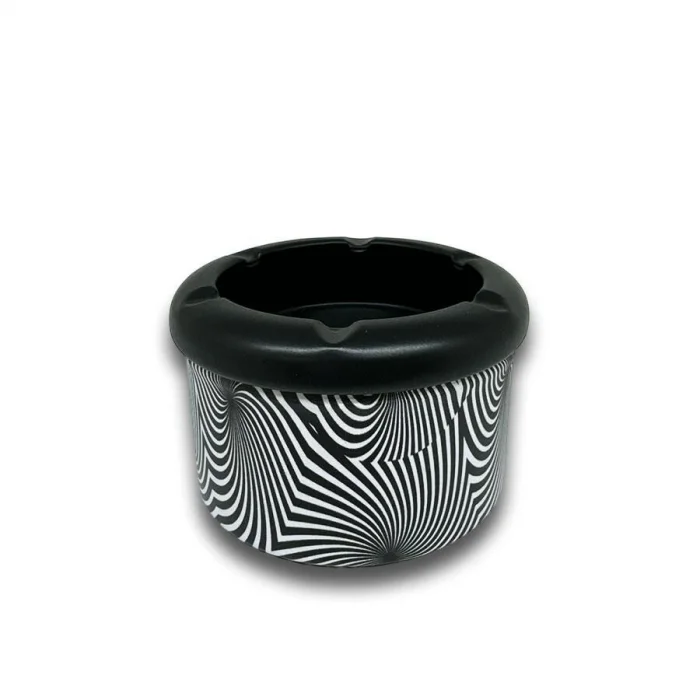 Spiral Desen Metal Mini Sigara Küllüğü Siyah 8cm