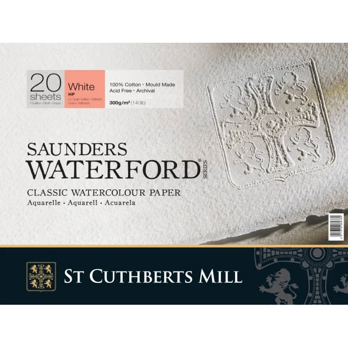 St. Cuthberts Mill Saunders Waterford Sulu Boya Defteri Blok Sıcak Baskı - Düz Doku 300 gr. 23x31 cm. 20 Yaprak