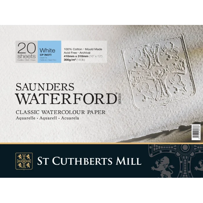 St. Cuthberts Mill Saunders Waterford Sulu Boya Defteri Blok Soğuk Baskı - Orta Doku 300 gr. 31x41 cm. 20 Yaprak