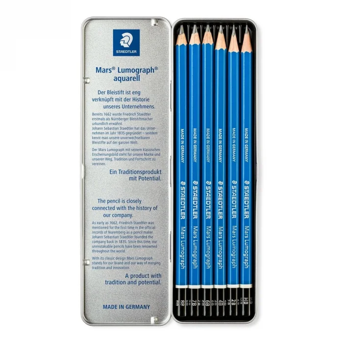 Staedtler Mars Lumograph Dereceli Kalem Karakalem Eskiz Çizim Seti 6lı Metal Kutu