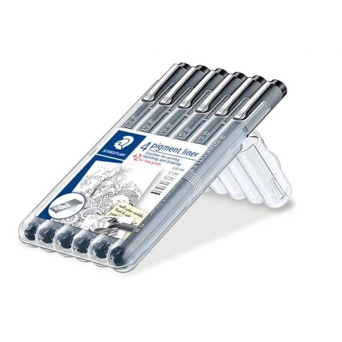 Staedtler Pigment Liner Teknik Çizim Kalemi Seti 6lı Plastik Kutulu