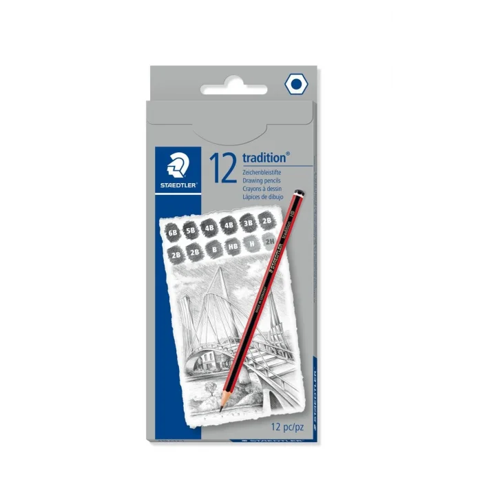Staedtler Tradition Dereceli Kalem Karakalem Eskiz Çizim Seti 12li