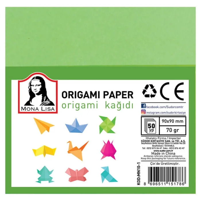 Südor Mona Lisa Origami Kağıdı 9x9 cm. 10 Renk 50 Adet