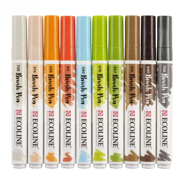 Talens Ecoline Brush Pen Fırça Uçlu Kalem Seti 10 Renk ARCHITECT COLOURS