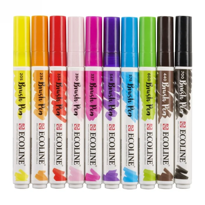 Talens Ecoline Brush Pen Fırça Uçlu Kalem Seti 10 Renk BRIGHT COLOURS